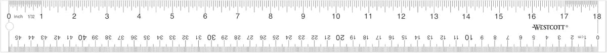 Westcott 18-Inch Acrylic Clear Ruler Set with Raised Beveled Edges, Scratch-Resistant Design, 12-Pack (10564)