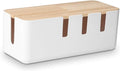 Cable Management Box by Baskiss, 12x5x4.5 inches, Wood Lid, Wire Organizer for Desk TV Computer USB Hub System to Cover and Hide & Power Strips & Cords