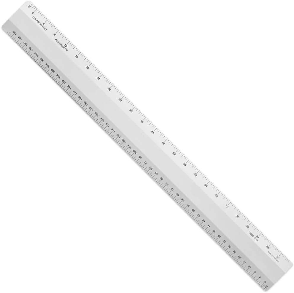 Alumicolor Architect 12 inch Ruler w/ 4 Bevel Scale for Drawing, Drafting & Engineering, Left to Right Calibrations Divided by 1/32, 1/16, 1/8, 1/4, Silver