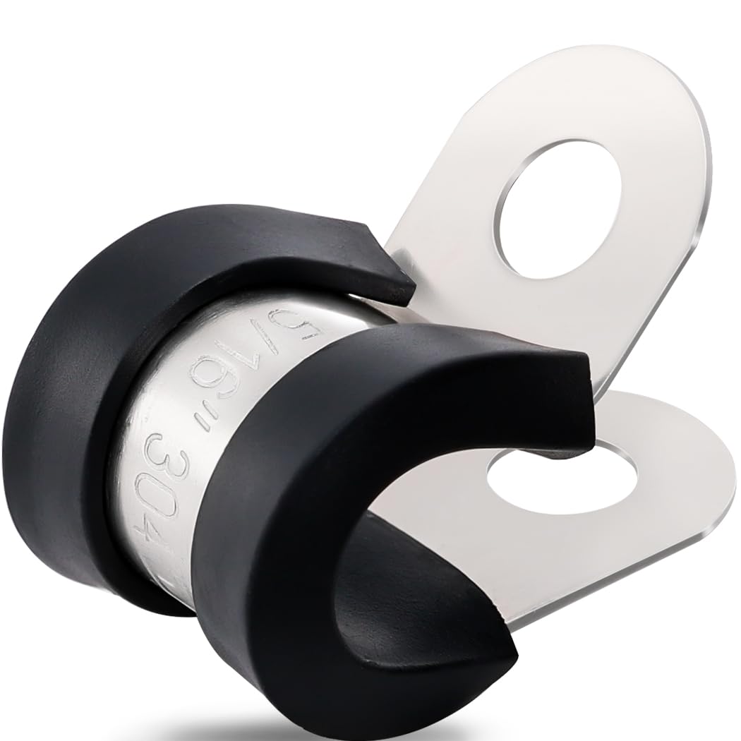 OURU 1-1/4 Inch Cable Clamps, Rubber Coated Insulated Clamps, 50pcs, 32mm