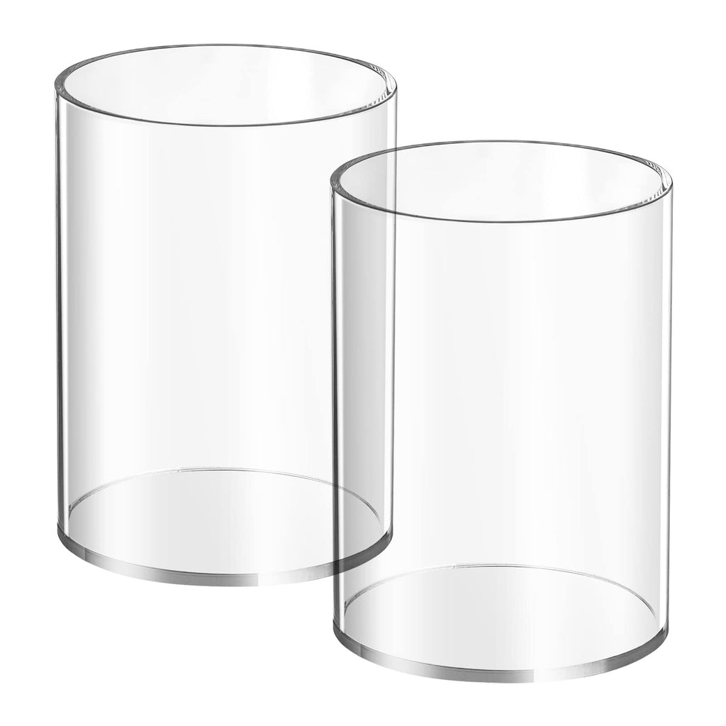 4 Pieces Clear Acrylic Pen Holder Round Acrylic Pencil Cup Clear Makeup Bush Holder Acrylic Desktop Stationery Organizer for Office School Home Desk Accessories (4 Pack, Round)