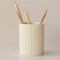 Ceramic Pen Holder for Desk, Ribbed Pencil Holder, Makeup Brush Organizer