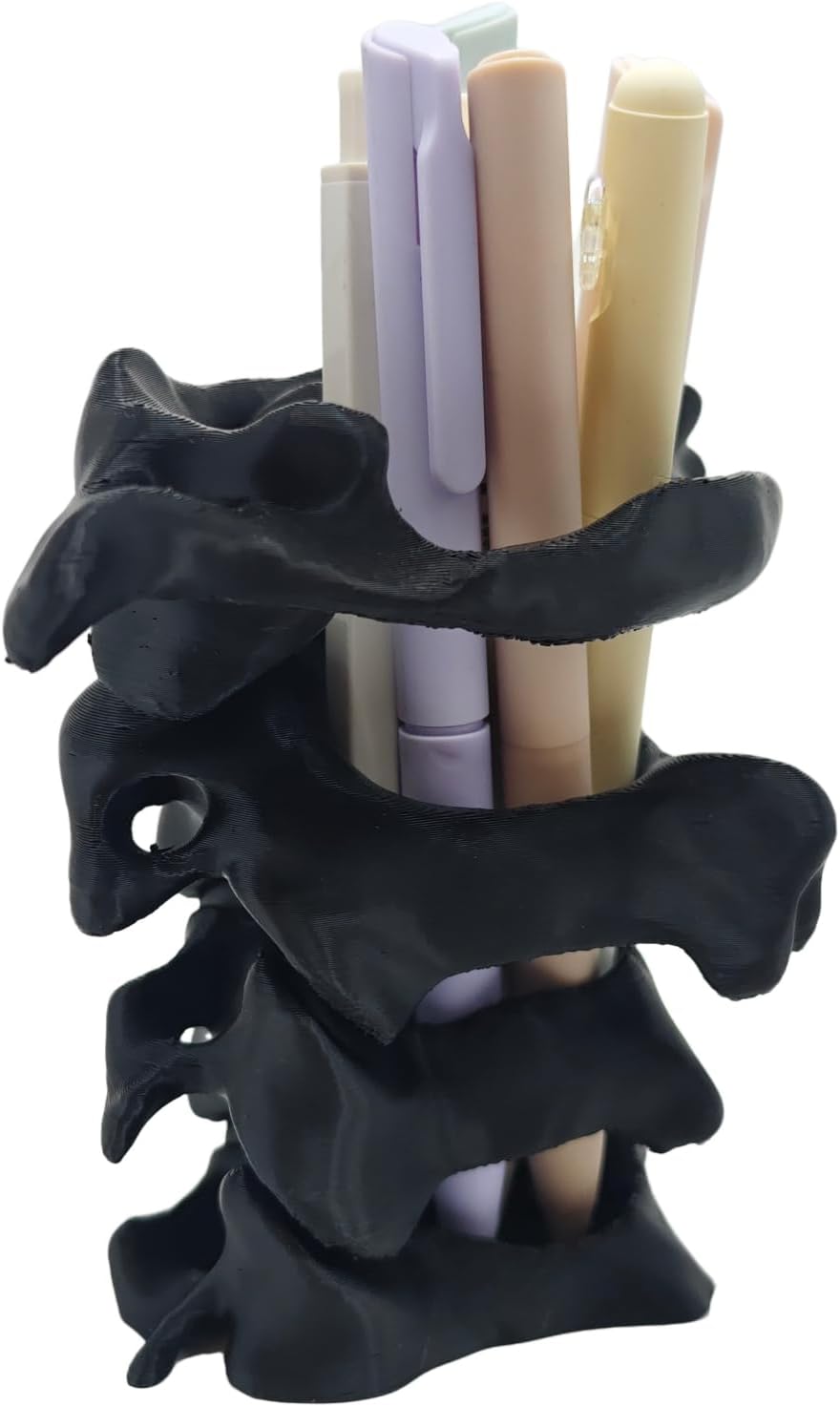 TIME&TRAVE Unique Spine Pen Holder Set for Desk, Pencil Holder Desk Organizers, Office Supplies Decorations Idea Gift for Doctors, Nurses, Chiropractors (5-7 Pens Black)