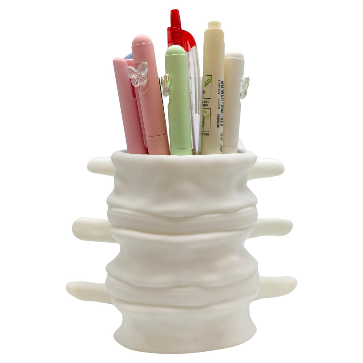 TIME&TRAVE Unique Spine Pen Holder Set for Desk, Pencil Holder Desk Organizers, Office Supplies Decorations Idea Gift for Doctors, Nurses, Chiropractors (5-7 Pens Black)