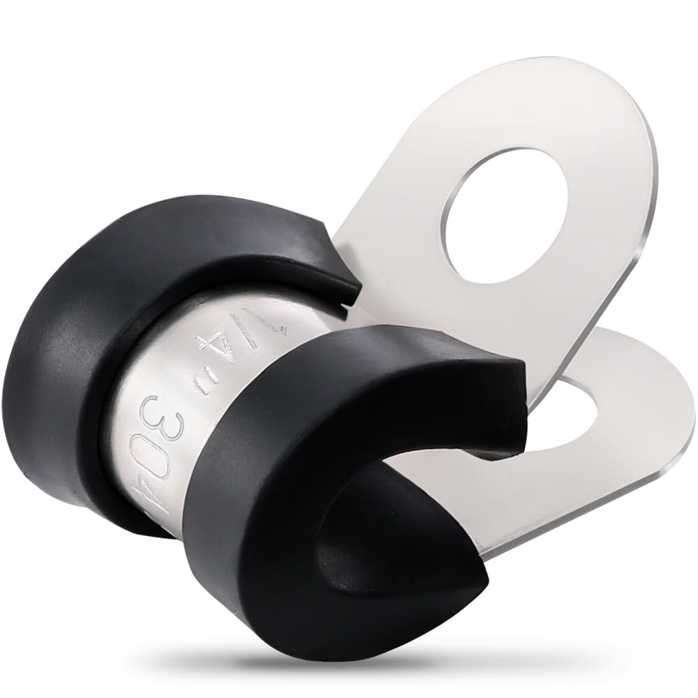 OURU 1-1/4 Inch Cable Clamps, Rubber Coated Insulated Clamps, 50pcs, 32mm