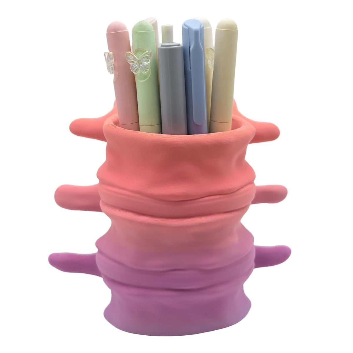 TIME&TRAVE Unique Spine Pen Holder Set for Desk, Pencil Holder Desk Organizers, Office Supplies Decorations Idea Gift for Doctors, Nurses, Chiropractors (5-7 Pens Black)