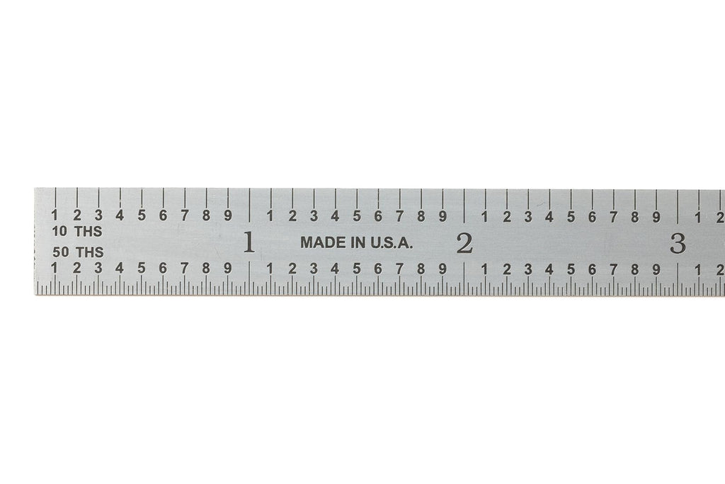 PEC Tools Made in USA 6"/150mm Rigid D/M Metal Ruler, 10ths 50ths 1mm 0.5mm