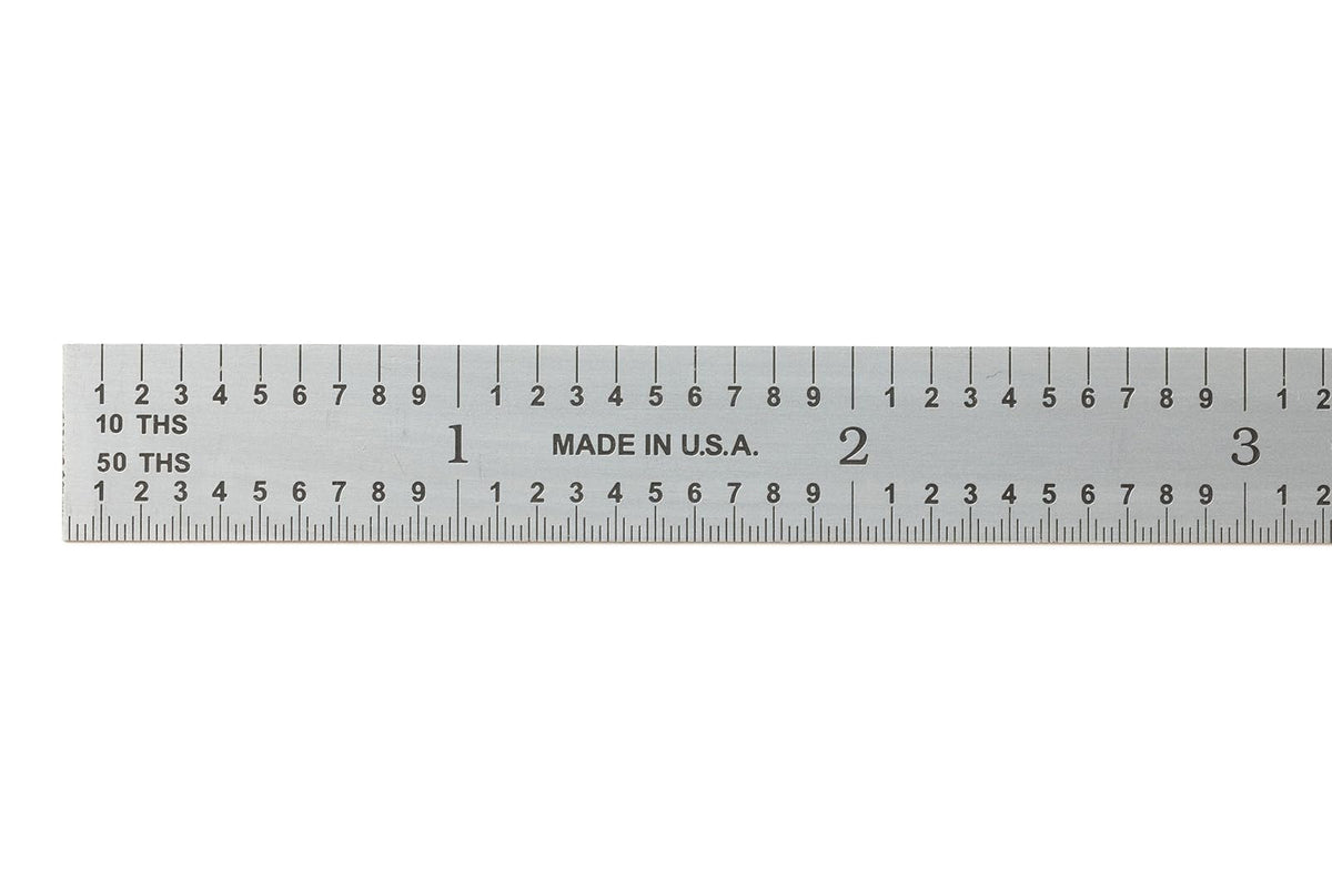 PEC Tools Made in USA 6"/150mm Rigid D/M Metal Ruler, 10ths 50ths 1mm 0.5mm
