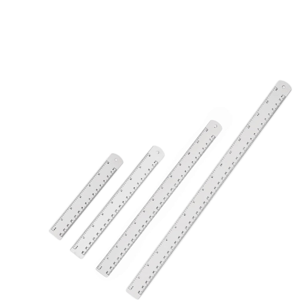 Unjoo Stainless Steel Ruler 4-Pack, 6", 8", 12",16" (15cm,20cm,30cm,40cm)
