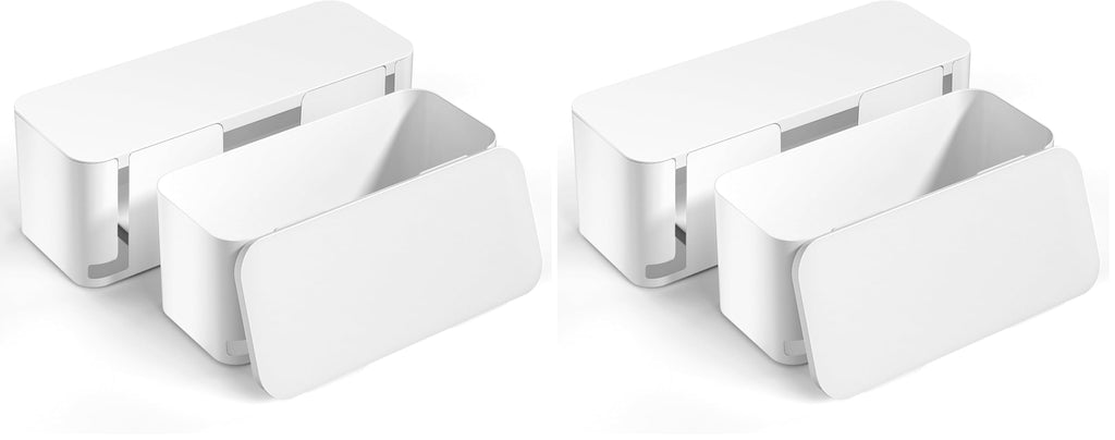 YECAYE Cable Management Box, White, XL+M, 2 Pack