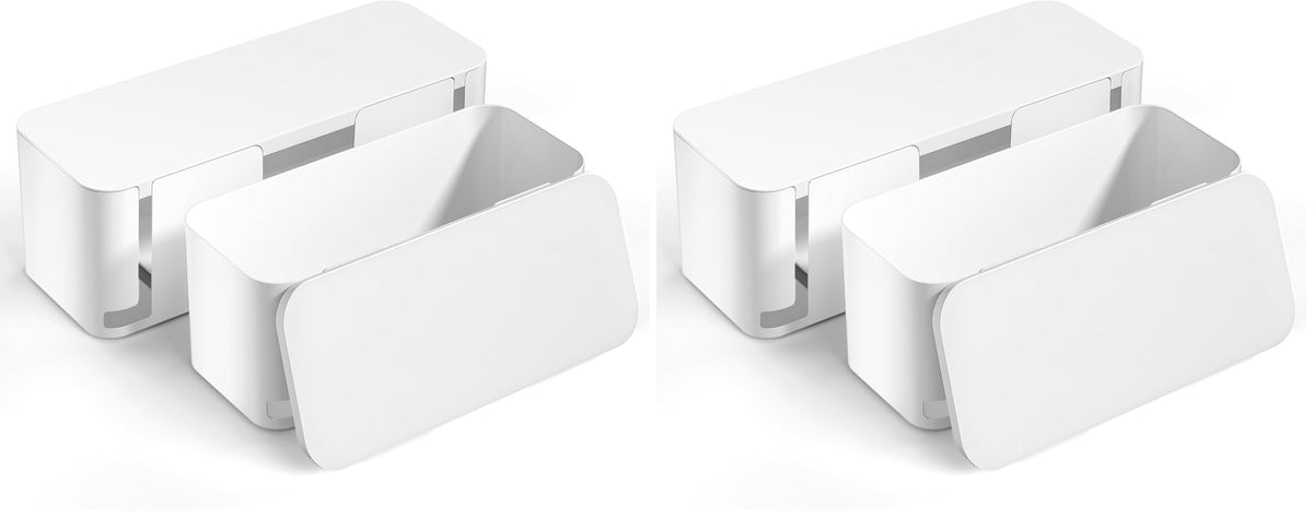 YECAYE Cable Management Box, White, XL+M, 2 Pack