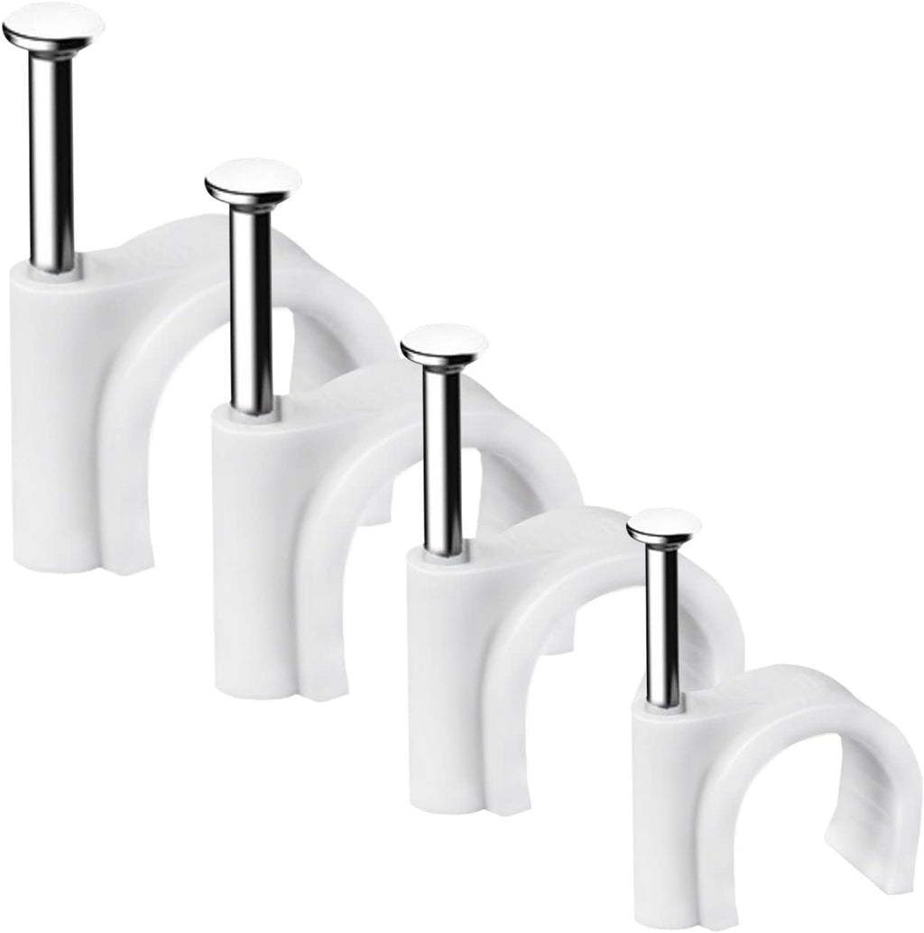 Abnii Cable Nails Clips, 400 Pcs, 4mm 6mm 8mm 10mm, Wire Wall Clips, White