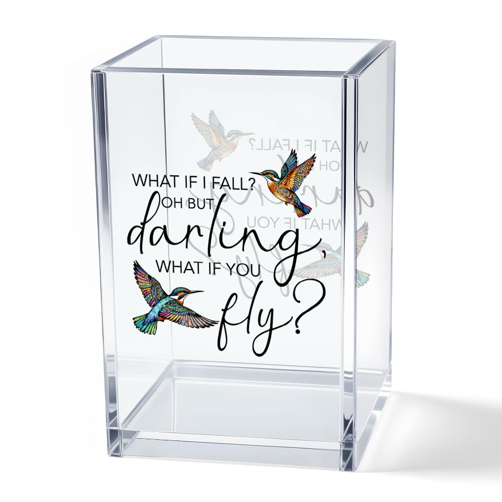 Just Breathe Acrylic Cosmetic Pencil Pen Holder Cup, Hope Inspirational Makeup Brush Organizer Holder, Women Faith Gifts, Encouragement Gifts for Women Mom Daughter Sister Friend Yoga Teacher