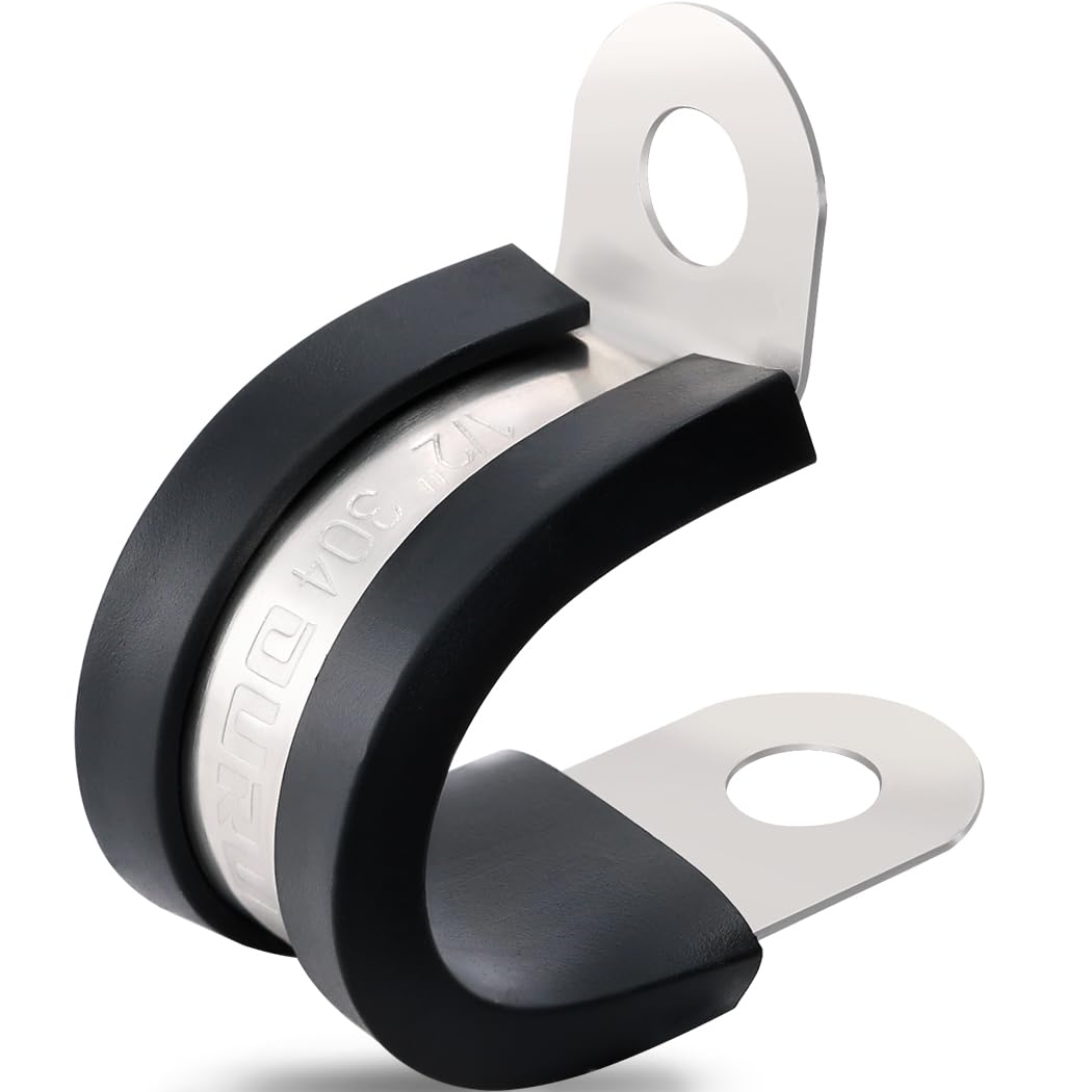 OURU 1-1/4 Inch Cable Clamps, Rubber Coated Insulated Clamps, 50pcs, 32mm