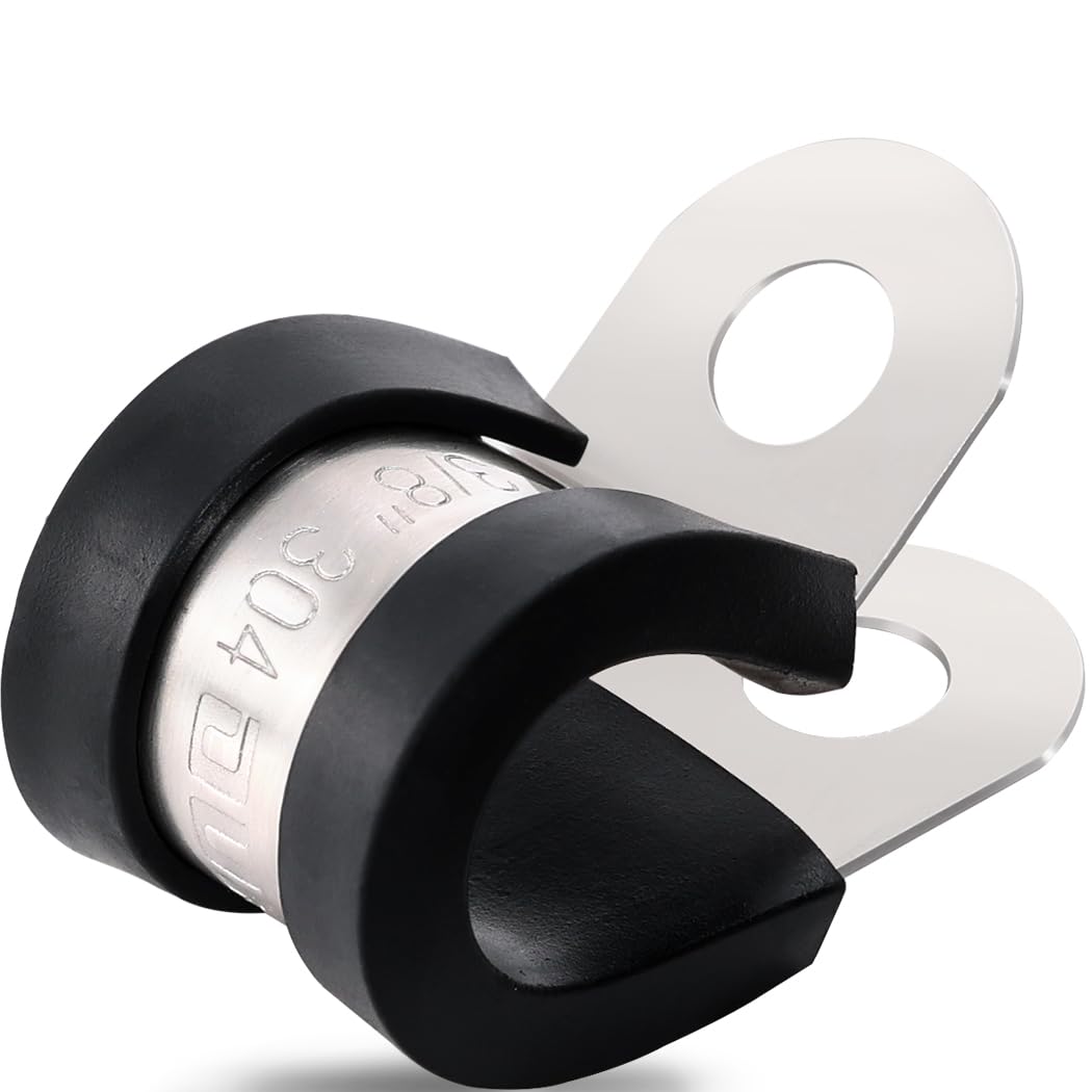 OURU 1-1/4 Inch Cable Clamps, Rubber Coated Insulated Clamps, 50pcs, 32mm