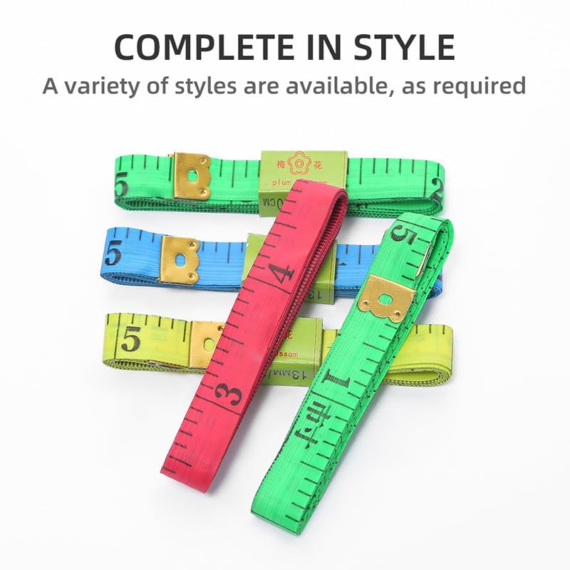 2pcs 150cm/60inch Body Measuring Ruler Sewing Tailor Tape Measure Centimeter Meter Sewing Measuring Tape, Random Color
