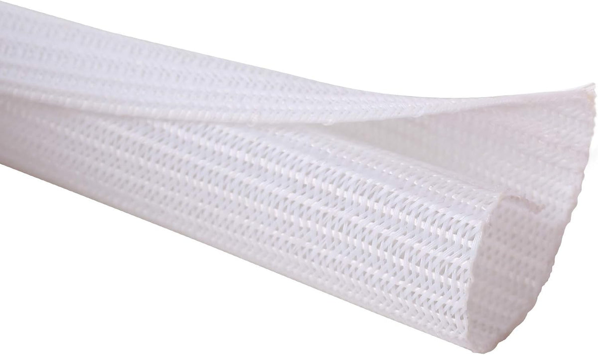 Alex Tech 10ft - 1/2 inch Cord Protector Wire Loom Tubing Cable Sleeve Split Sleeving for USB Cable Power Cord Audio Video Cable - Protect Cat from Chewing Cords - White