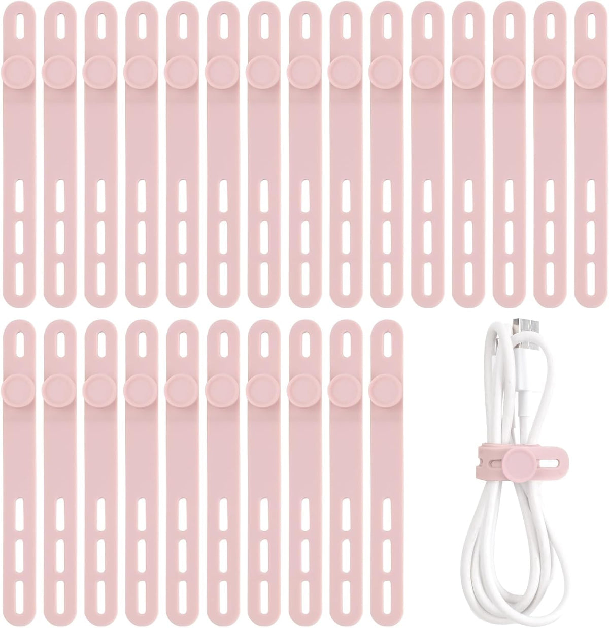 Oligei 25 Pcs Silicone Cable Ties, Cable Ties Reusable, High Elasticity Cord Wraps for Electrical Cords, Cord Organizer for Earphone, Phone Charger(Colorful)