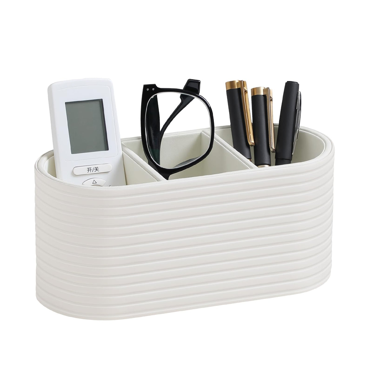 Oval Pen Holder for Desk, Remote Control Holder (Olive Green)