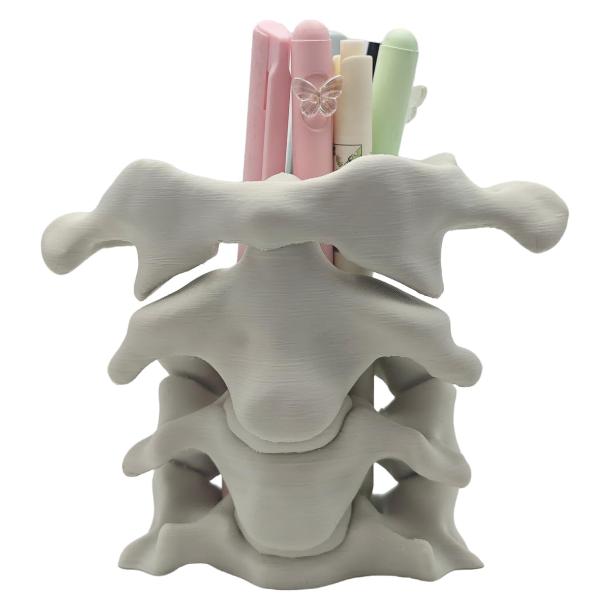 TIME&TRAVE Unique Spine Pen Holder Set for Desk, Pencil Holder Desk Organizers, Office Supplies Decorations Idea Gift for Doctors, Nurses, Chiropractors (5-7 Pens Black)