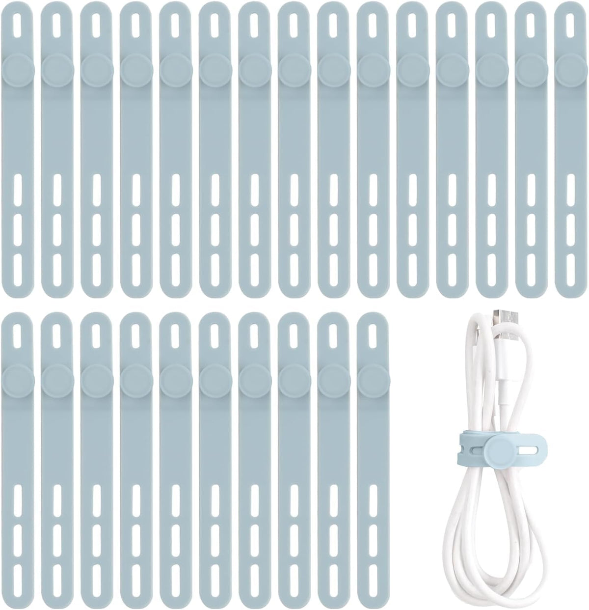 Oligei 25 Pcs Silicone Cable Ties, Cable Ties Reusable, High Elasticity Cord Wraps for Electrical Cords, Cord Organizer for Earphone, Phone Charger(Colorful)