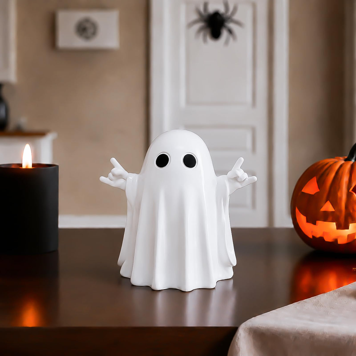 Halloween Ghost Figurine - Spooky Resin Pen Holder Statue, Cute Decor for Halloween Decorations Indoor, Funny Porch and Indoor Spooky Home Decor Gifts