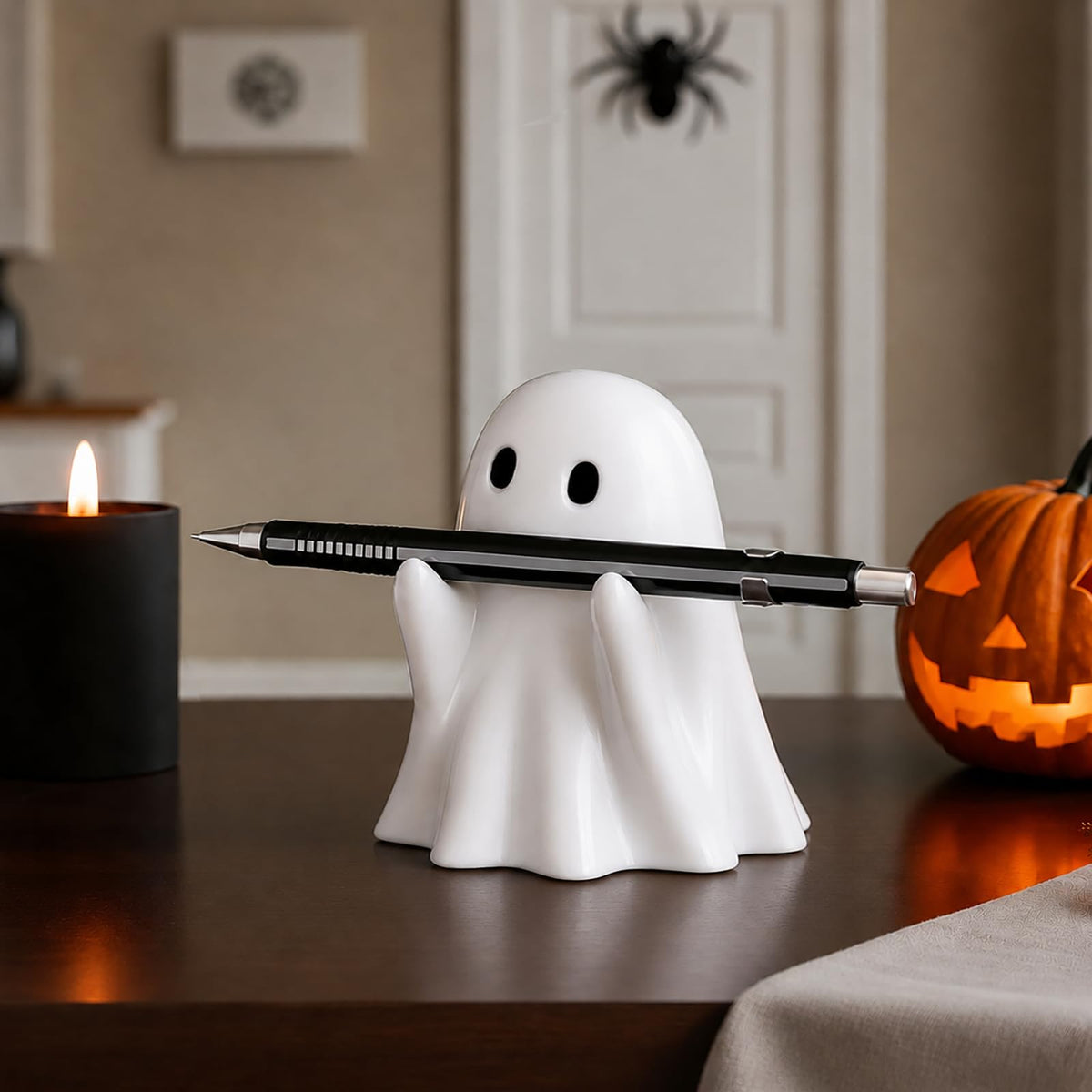 Halloween Ghost Figurine - Spooky Resin Pen Holder Statue, Cute Decor for Halloween Decorations Indoor, Funny Porch and Indoor Spooky Home Decor Gifts