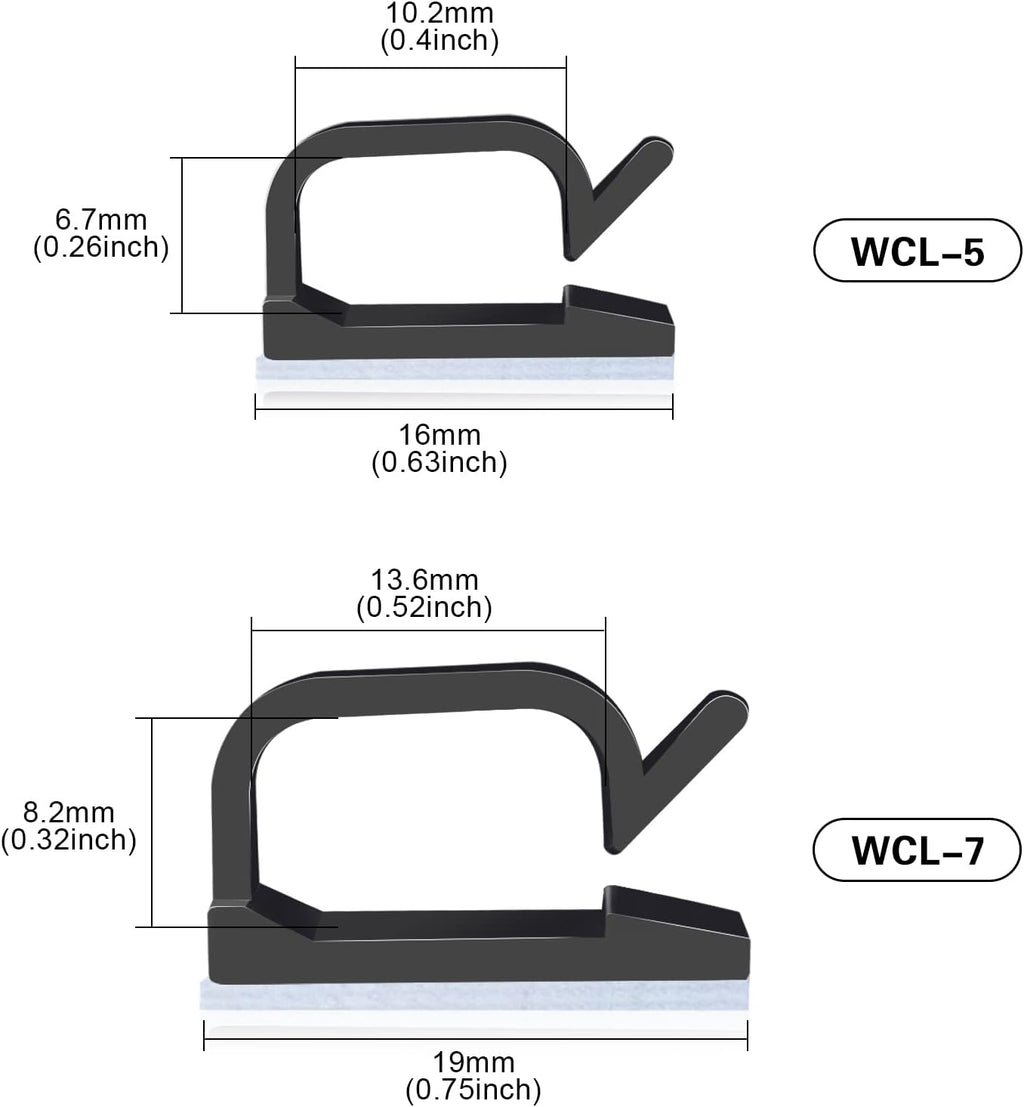 XHF 120PCS 5/8” Black Adhesive Cable Wire Wall Light Clips, Cord Holder