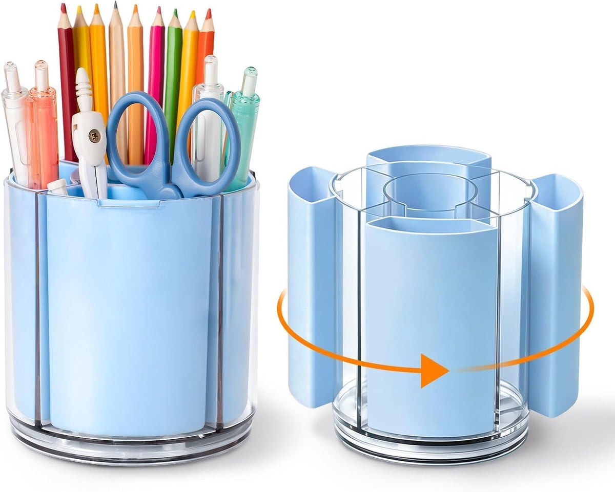 360° Rotating Pen Holder for Desk Adjustable Pencil Organizer, Blue