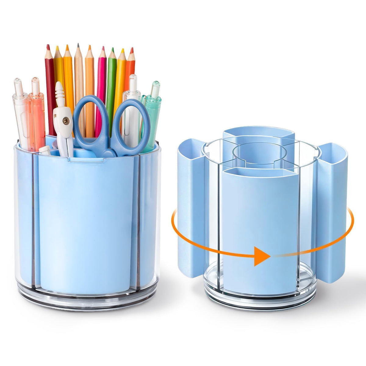 360° Rotating Pen Holder for Desk Adjustable Pencil Organizer, Blue