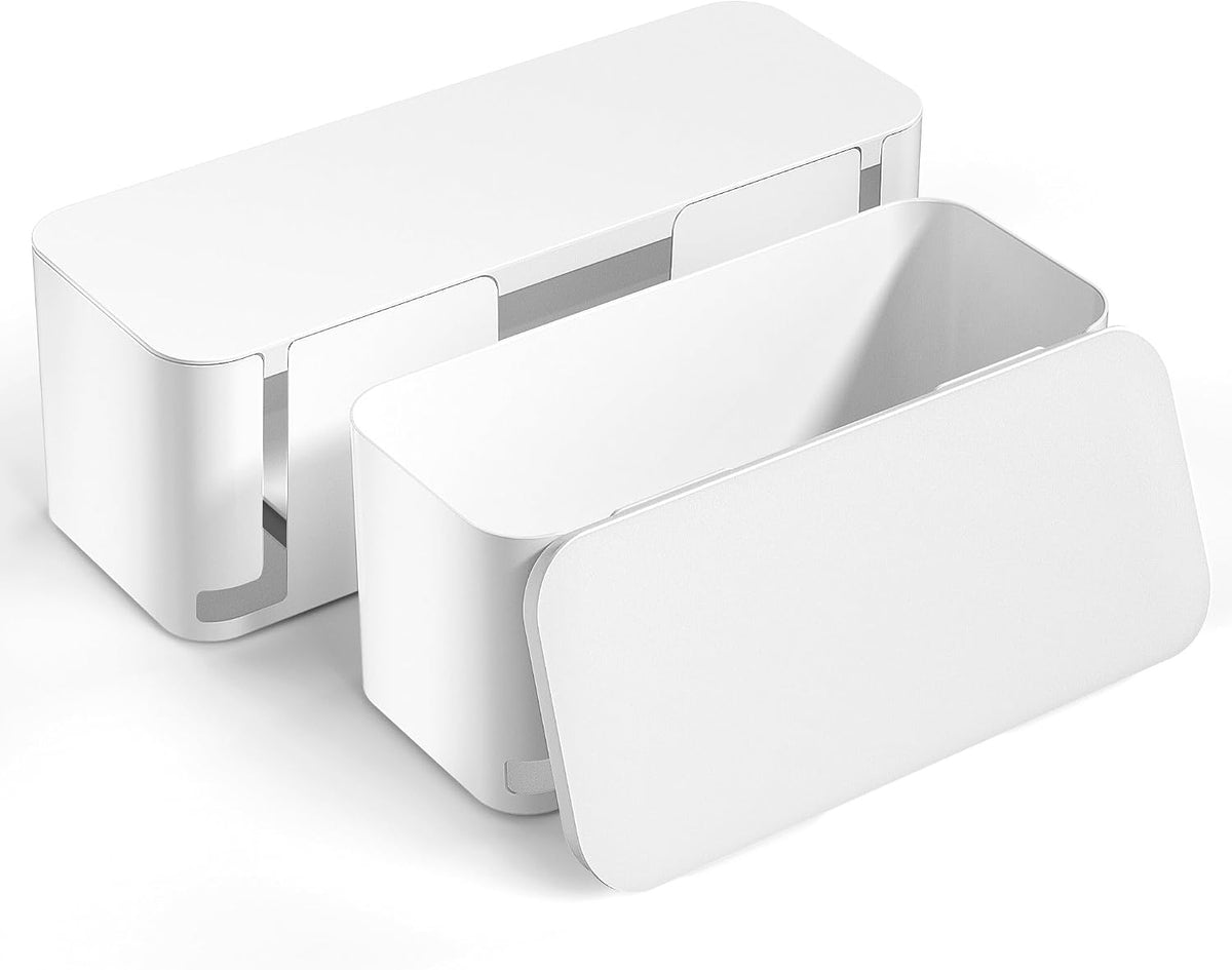 YECAYE Cable Management Box, White, XL+M, 2 Pack