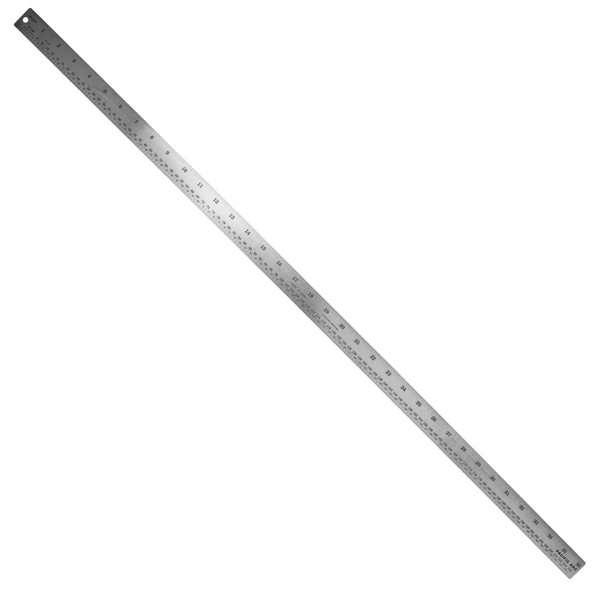 Pacific Arc Stainless Steel Ruler with Inch and Pica Measurements, 18 Inches Rubber Backed