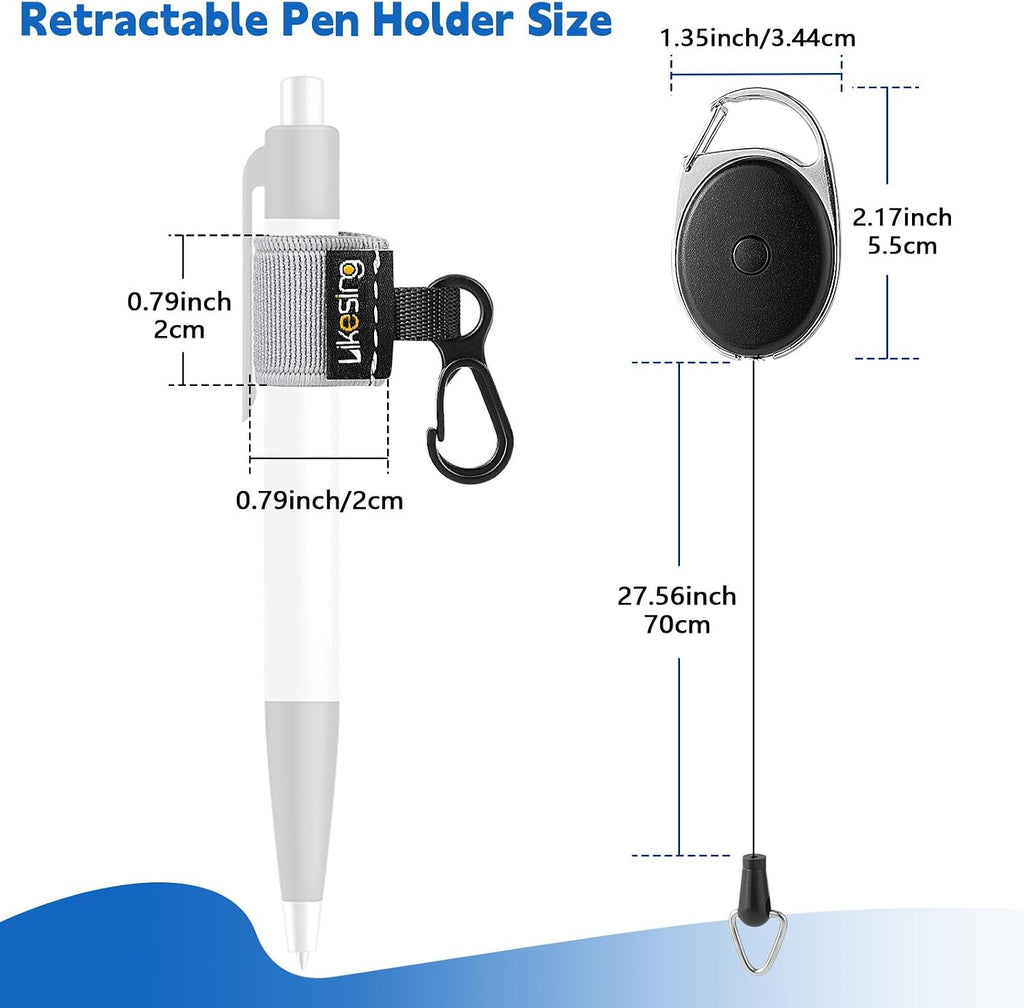 Likesing Retractable Pen Holder, 27.5" Reel Elastic Pen Leash(Light-Color)