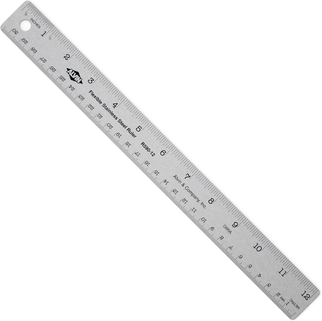 ALVIN Stainless Steel Ruler 24 Inches Model R590-24 Drawing and Design Tool for Students and Professionals, Great for Drafting, Architecture, Engineering, and Art - Stainless Steel Ruler -24 Inches