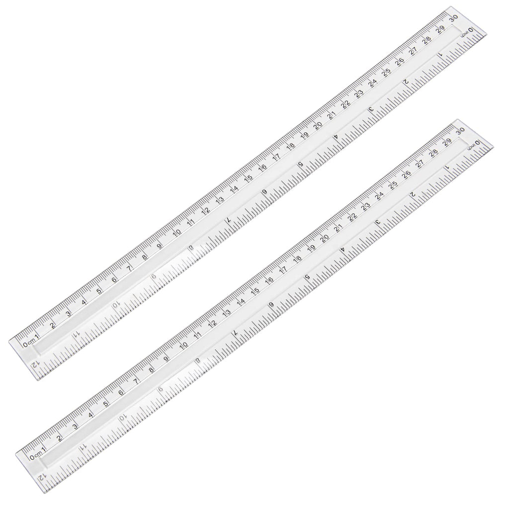 2 Pack - 8 inch Clear Plastic Ruler Straight Shatterproof Transparent Rulers for Office Supply (Clear)