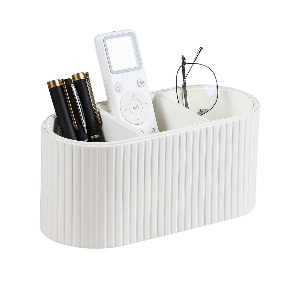 Oval Pen Holder for Desk, Remote Control Holder (Olive Green)