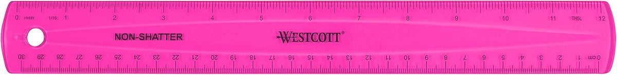 Westcott Shatterproof Ruler, Assorted Translucent Colors, 12" (Pack of 3)
