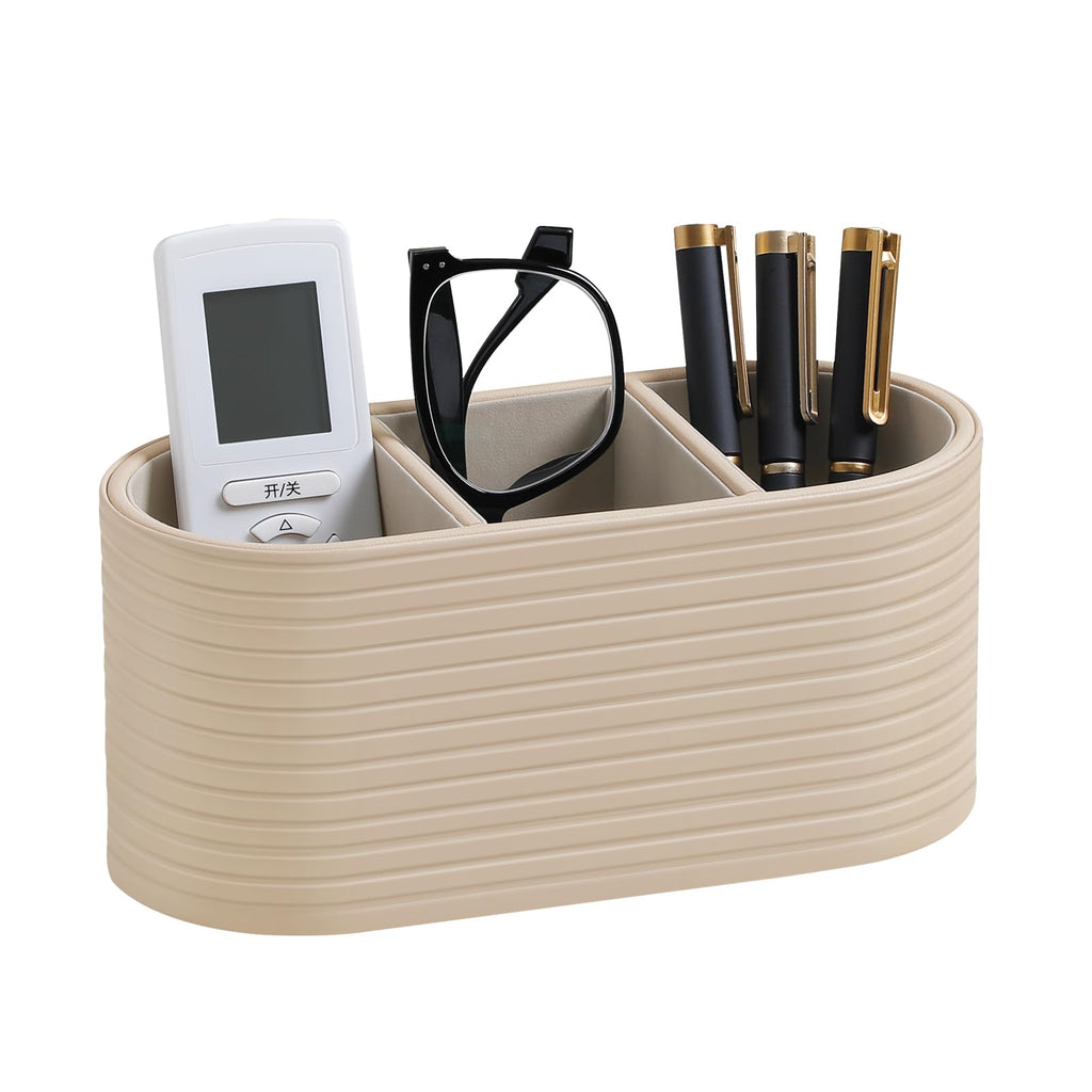 Oval Pen Holder for Desk, Remote Control Holder (Olive Green)