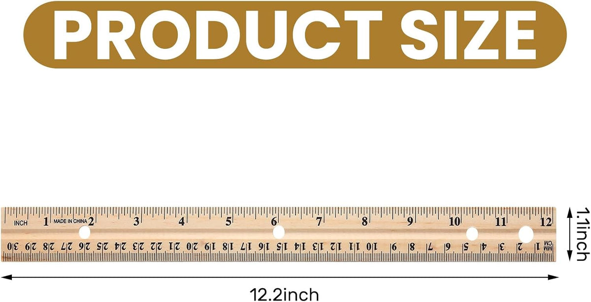 AmazingSpark 12 Pack Wood Rulers Dual Scale Student Ruler 12 Inch/30 cm