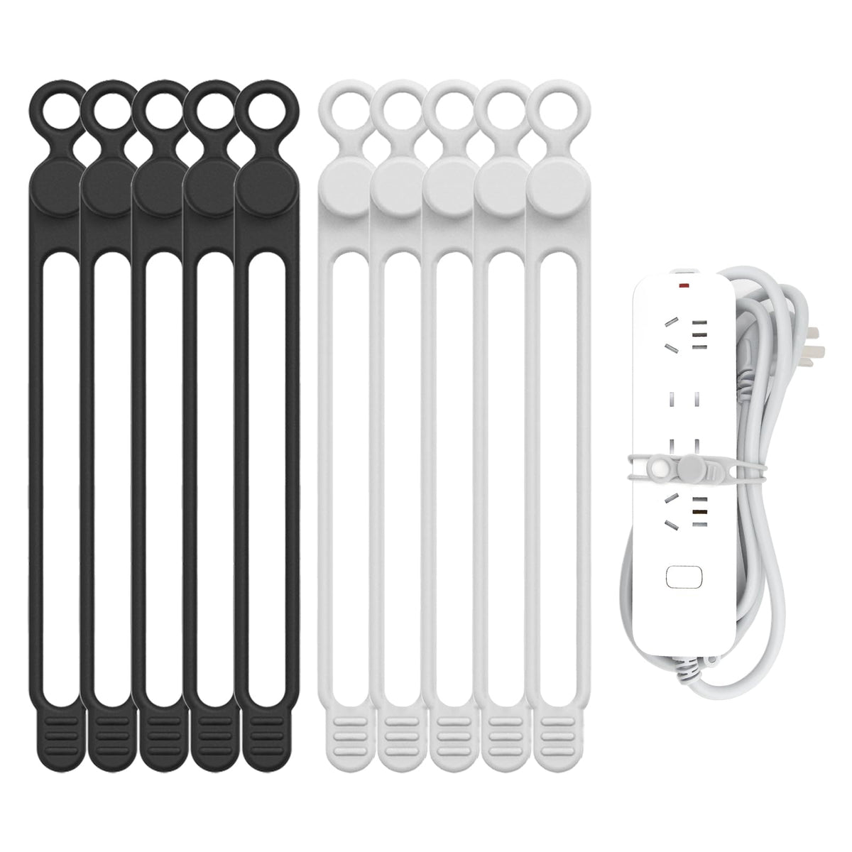 UMUST 20Pcs Silicone Cable Ties, Cable Management Cord Organizer Multicolor