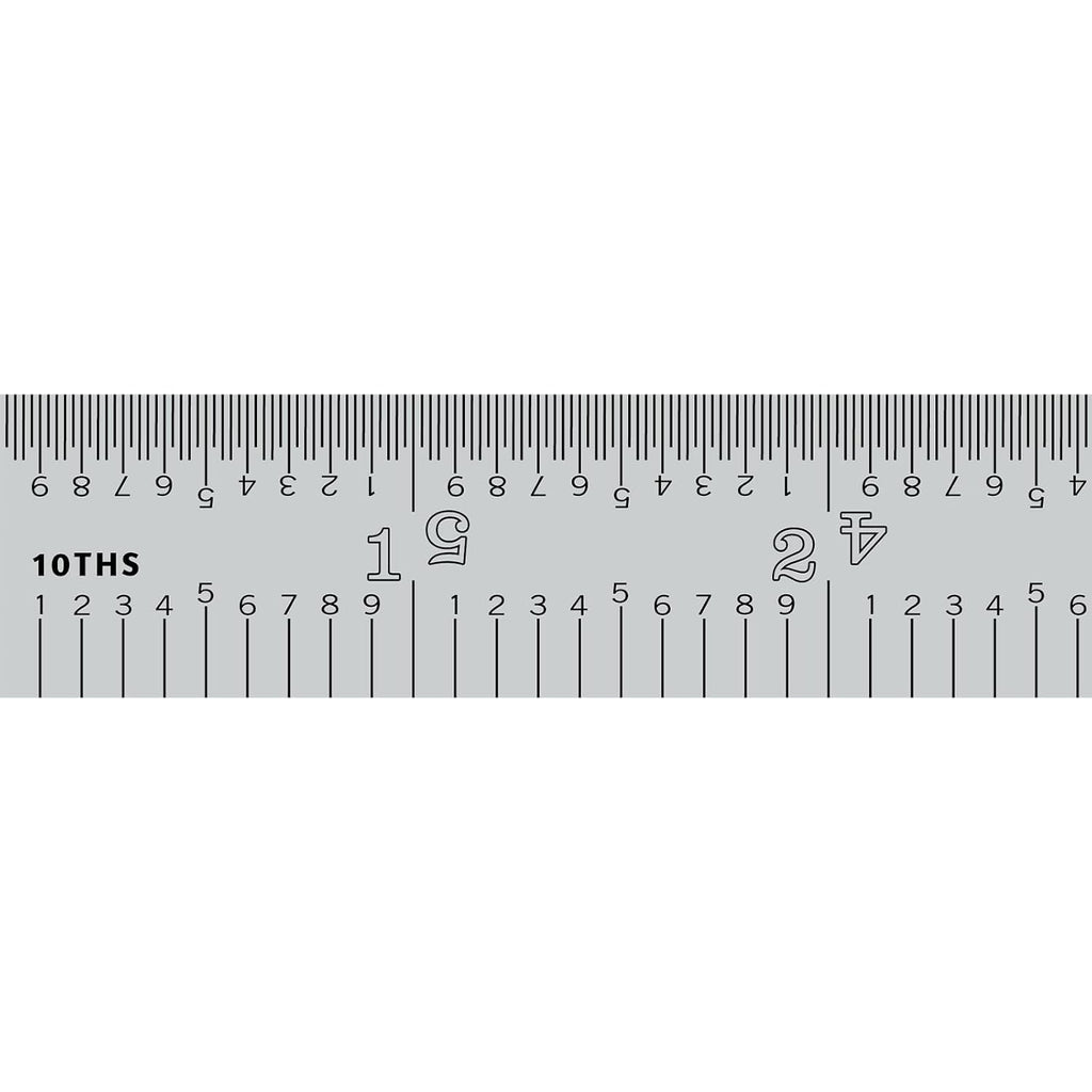 PEC Tools Made in USA 6"/150mm Rigid D/M Metal Ruler, 10ths 50ths 1mm 0.5mm