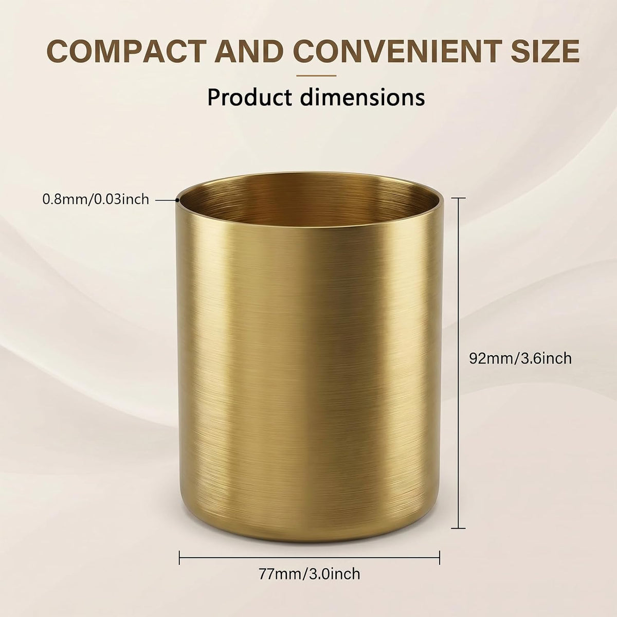 Pen Holder for Desk Gold Pen Holder Makeup Brush Holders Stainless Steel Pens Stand Round Desktop Organizer Pens Pot Cup Office and Vanity Desk Accessory for Office Home Decor Organizer
