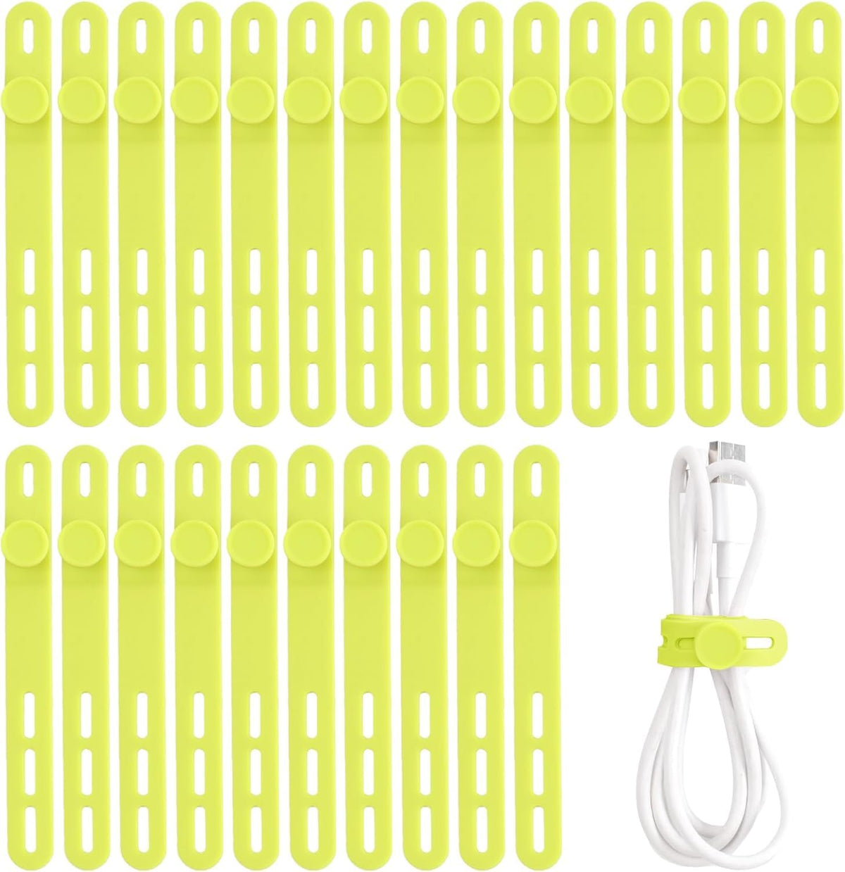 Oligei 25 Pcs Silicone Cable Ties, Cable Ties Reusable, High Elasticity Cord Wraps for Electrical Cords, Cord Organizer for Earphone, Phone Charger(Colorful)