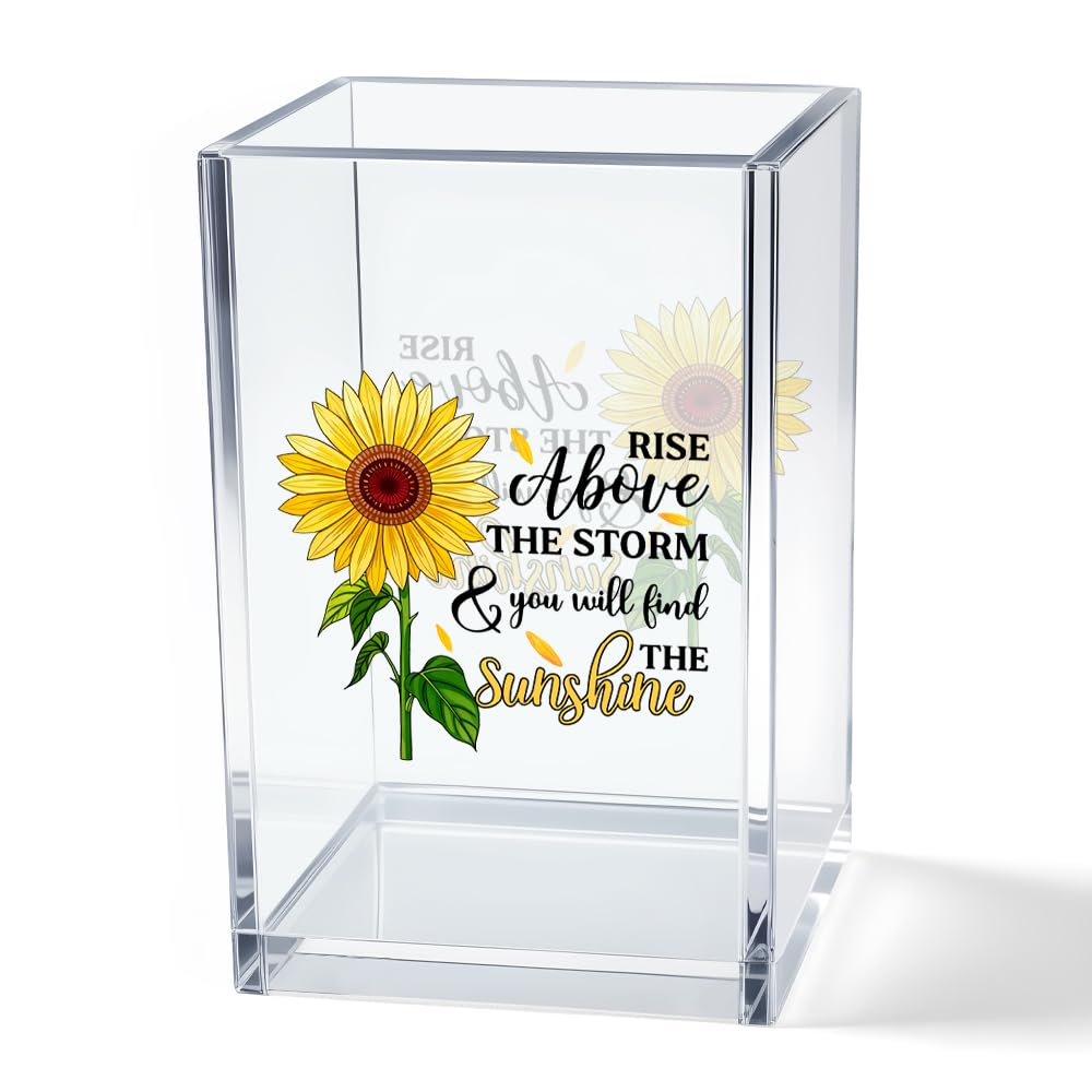 Just Breathe Acrylic Cosmetic Pencil Pen Holder Cup, Hope Inspirational Makeup Brush Organizer Holder, Women Faith Gifts, Encouragement Gifts for Women Mom Daughter Sister Friend Yoga Teacher