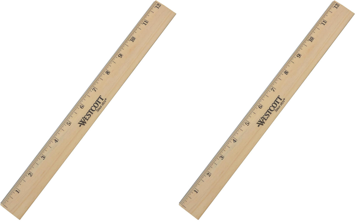 Westcott 05011 Beveled Edge Wooden Ruler, 12 Inch