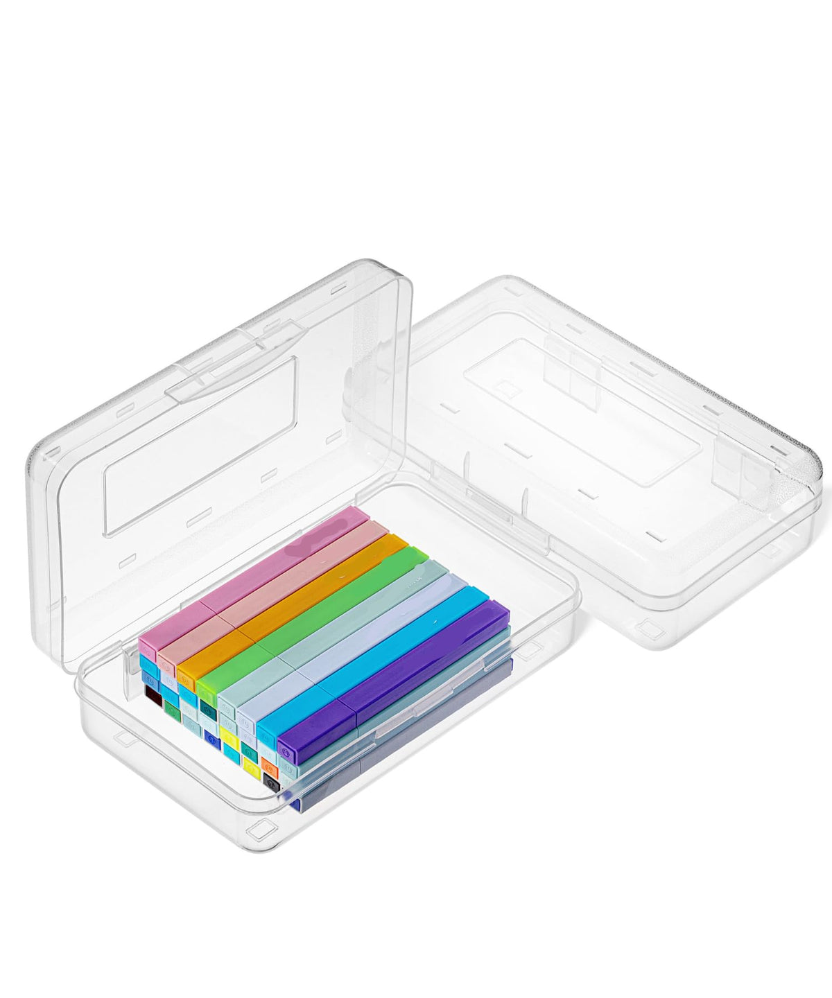 Mr. Pen- Plastic Pencil Case Box, 2 Pack, Large Crayon Marker Pen Organizer