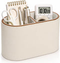 PU Leather Pen Holder, Desk Organizer Caddy with 2 Compartments