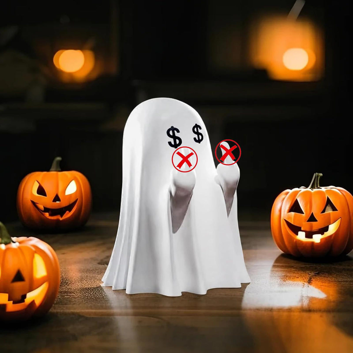 Halloween Ghost Figurine - Spooky Resin Pen Holder Statue, Cute Decor for Halloween Decorations Indoor, Funny Porch and Indoor Spooky Home Decor Gifts