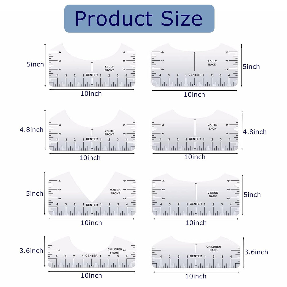 T-Shirt Ruler Guide for Vinyl Alignment, Tshirt Rulers to Center HTV Designs, PVC Template with Acrylic Quilting Ruler, Sewing Craft Tools & Accessories for Heat Press, HTV Transfer & Sublimation
