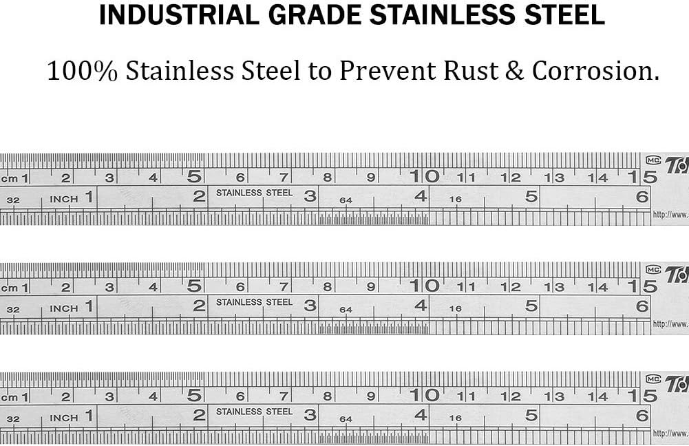 ZZTX Metal Ruler 6 Inches Stainless Steel 6 Pack